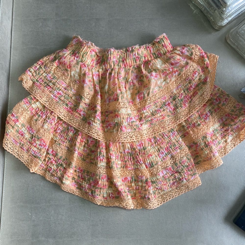 Aerie Pink Bubble Mini Skirt with Tiered Ruffles